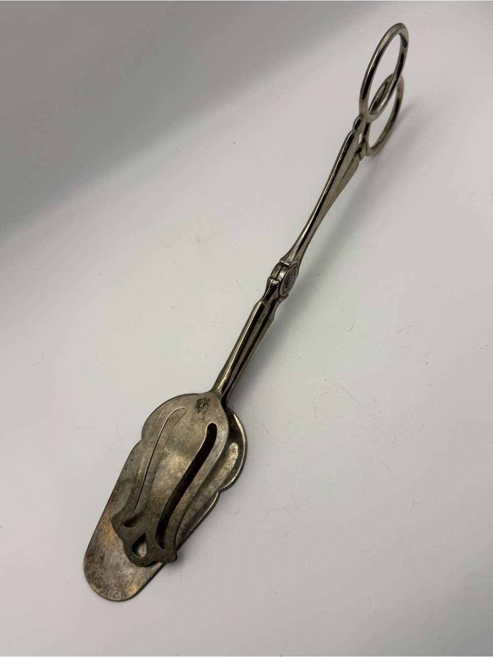 Vintage E.P. Zinc Silver Plate Italy Salad Dessert Food Tongs, 10”